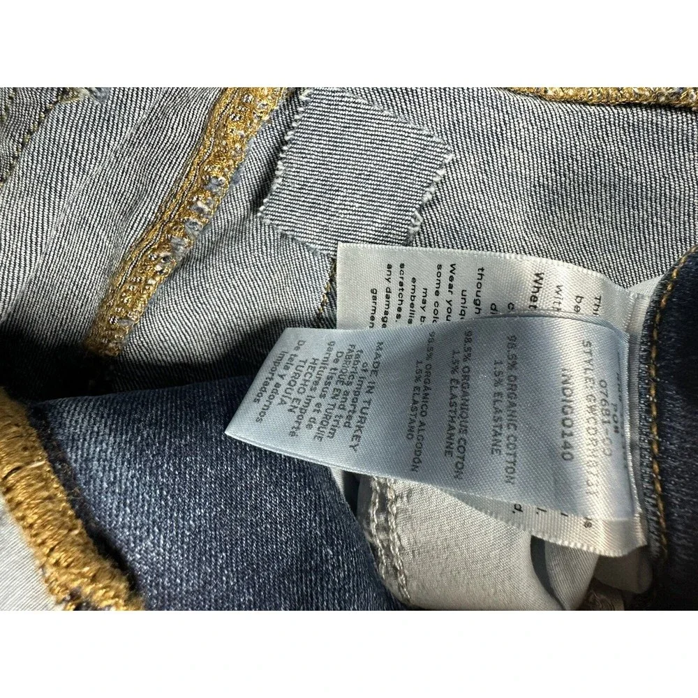 Good American Good Legs Jeans Women's 4/27 Skinny Dark Wash Blue Stretch Raw Hem